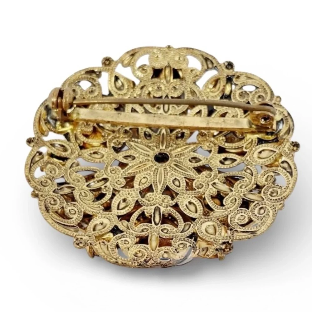 Vintage multi-colored rhinestone brooch